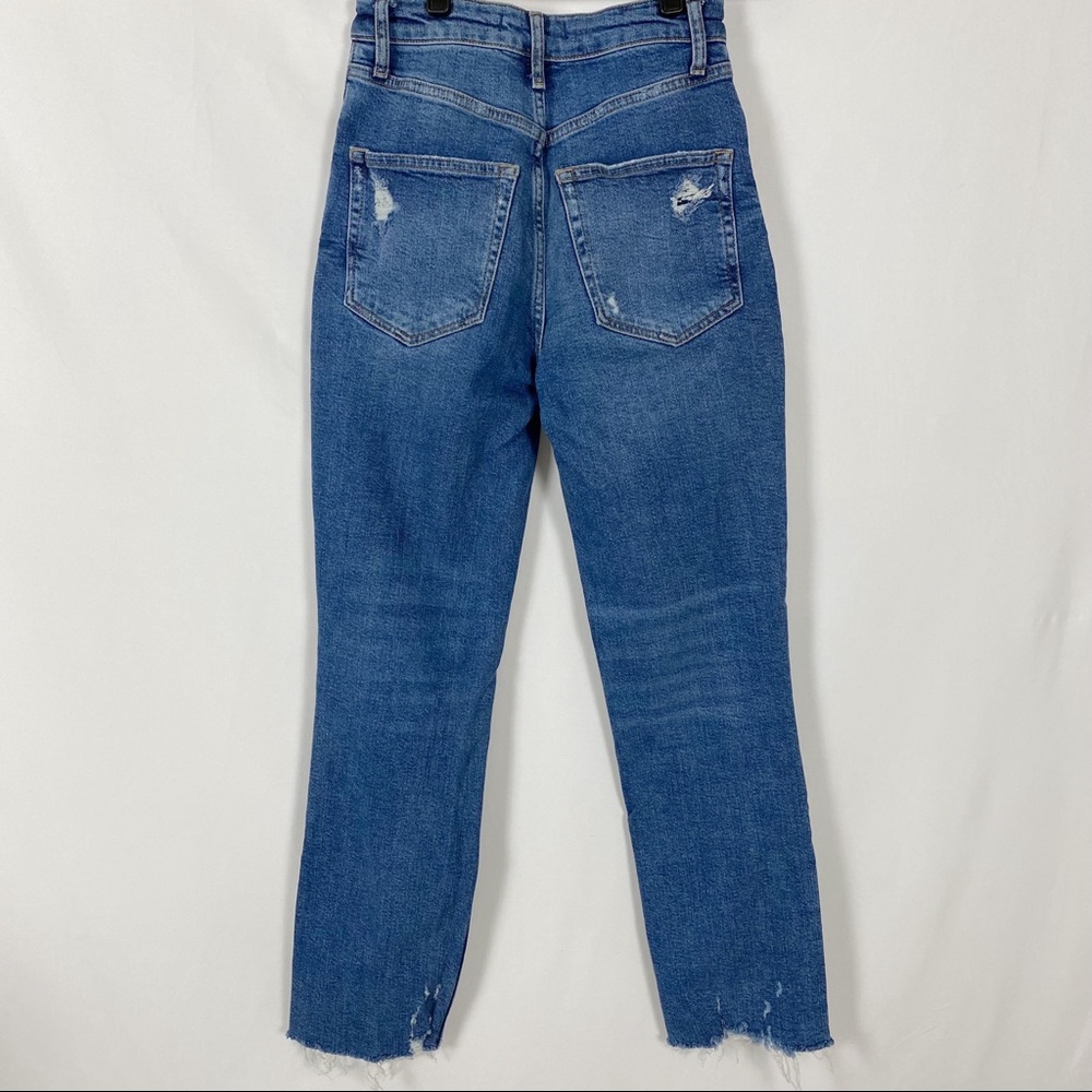 Free People High Waisted Slim Straight Leg Distressed Denim Jeans - Picture 8 of 12